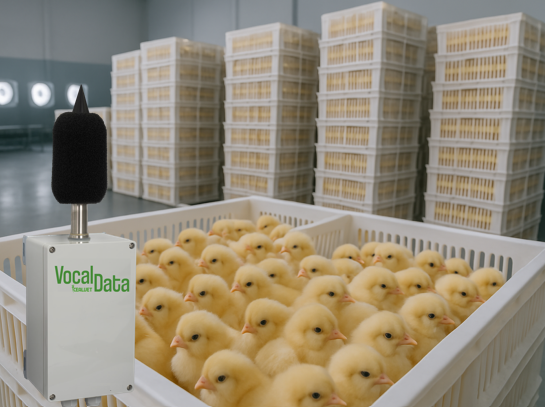 Pollitos y cajas en una sala de incubación